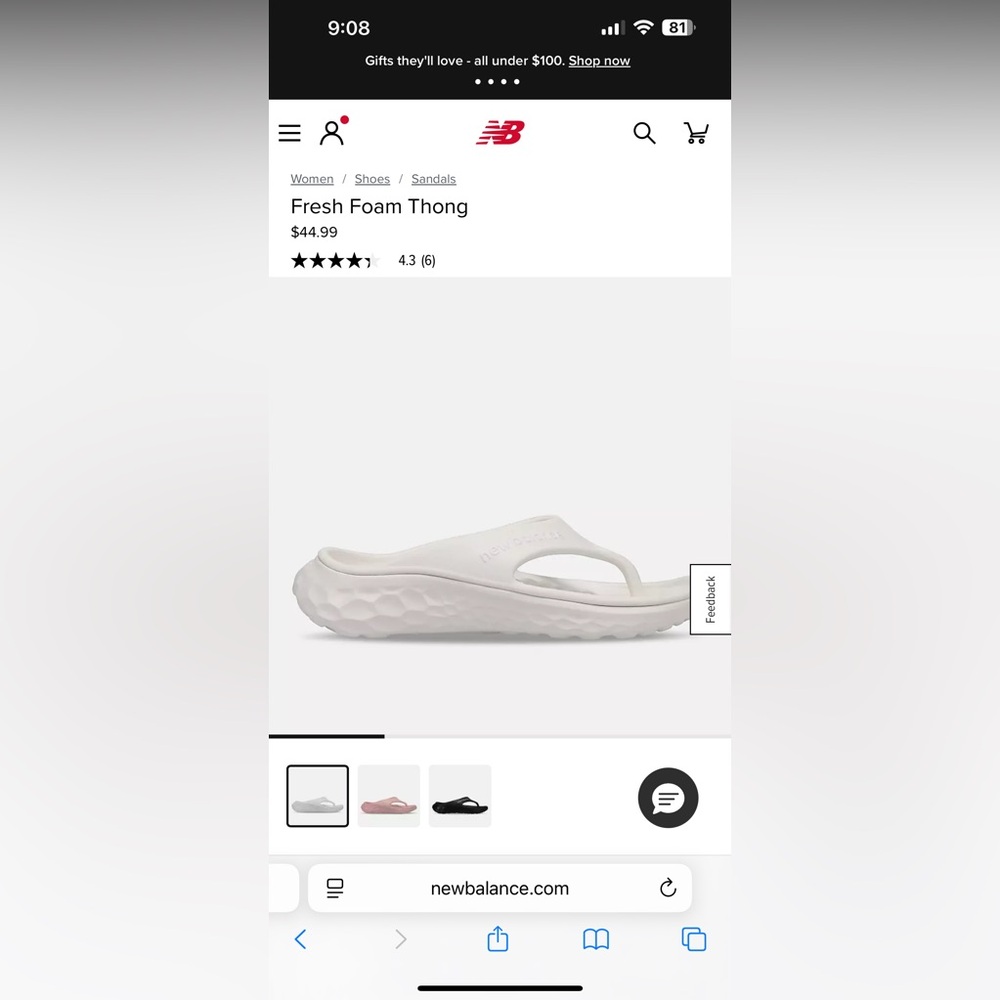 New Balance fresh foam thong in white